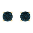 thumbnail image 3 of 2 ct Push-Back Stud Earrings for Women | 6.5mm Round Cut Natural London Blue Topaz | 18K Yellow Gold, 3 of 5