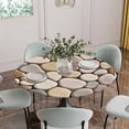 thumbnail image 5 of Cobblestones Round Tablecloth for 45-54 Inch Tables,Fitted Table Cover with Elastic Edge,Natural Stones Gravel Rock Aesthetic Art Waterproof Outdoor Table Cloth Protector for Patio Garden Dinner, 5 of 9