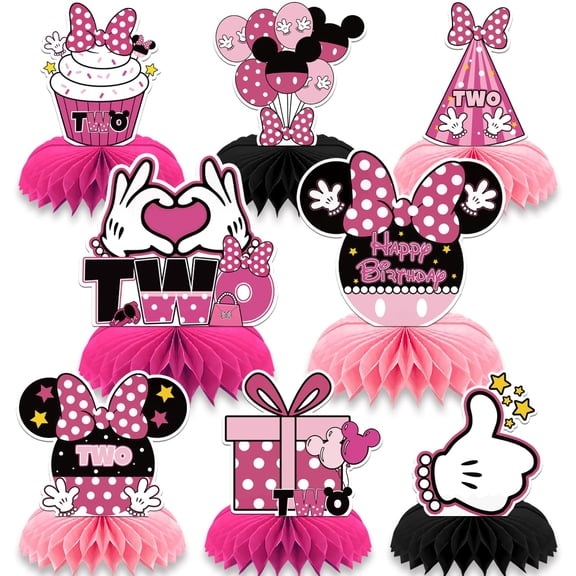 8pcs Cartoon Honeycomb Centerpiece 3D Table Decorations for Kids Birthday Theme Party Decorations Double Sided Party Favor Supplies Photo Props