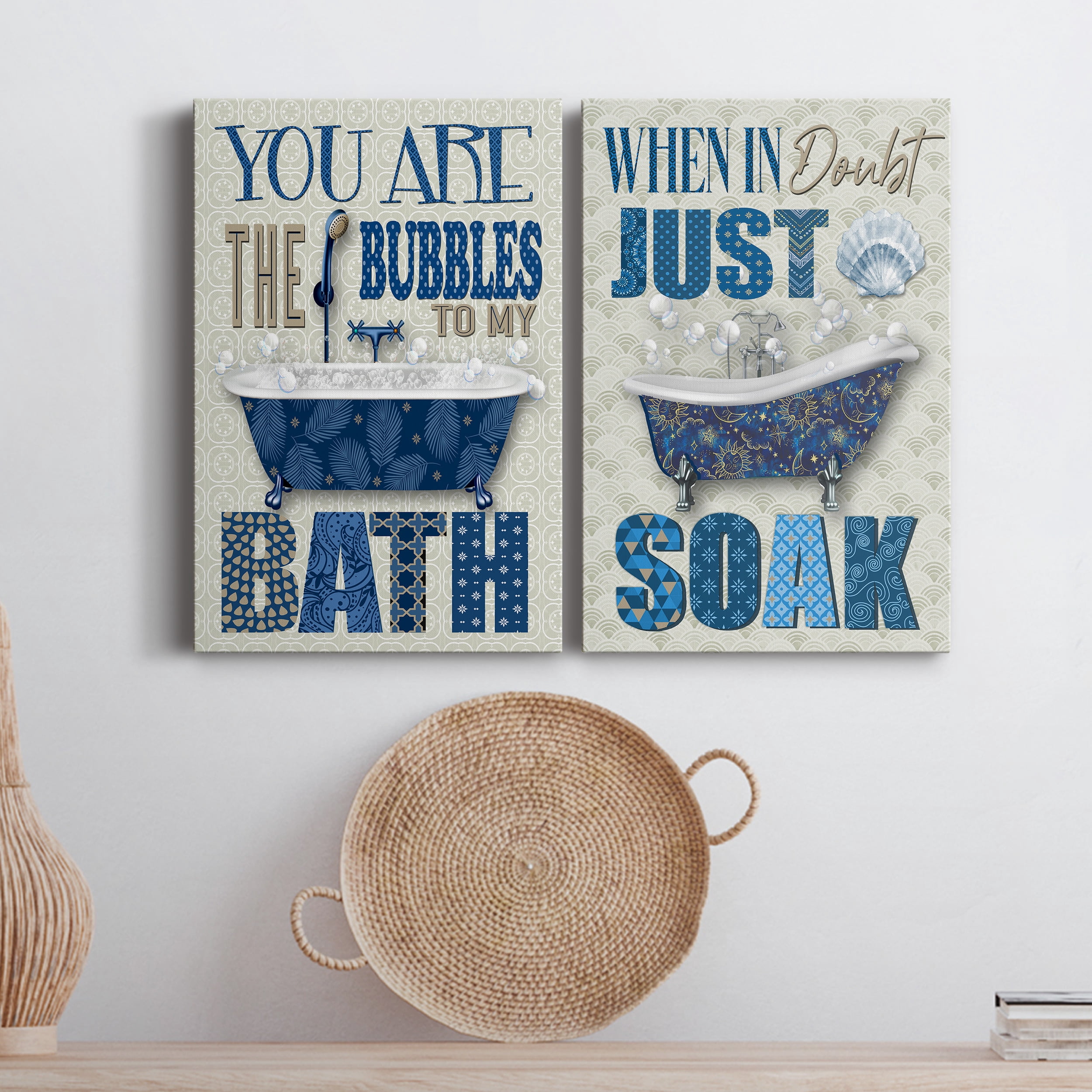 Bubble Bath Premium Gallery Wrapped Canvas - Ready to Hang - Set of 2 - 24 x 36 Each