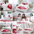 thumbnail image 5 of Kiss Me Text Lipprint Bedding Duvet Cover Set King Size 4 Pieces Retro Abstract Red Lips Bedding Set with Zipper Closure, 1 Comforter Cover 92x106 Inches 1 Flat Sheet & 2 Pillow Cases, 5 of 7