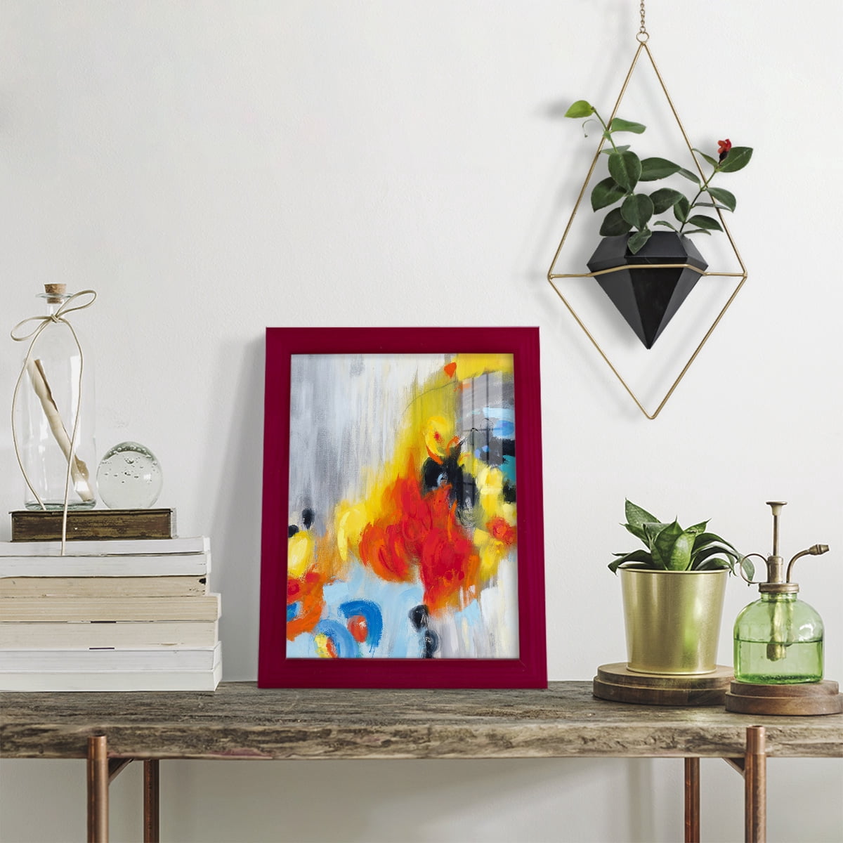 In the Loop I -Framed Print w/glass-Cherry Red