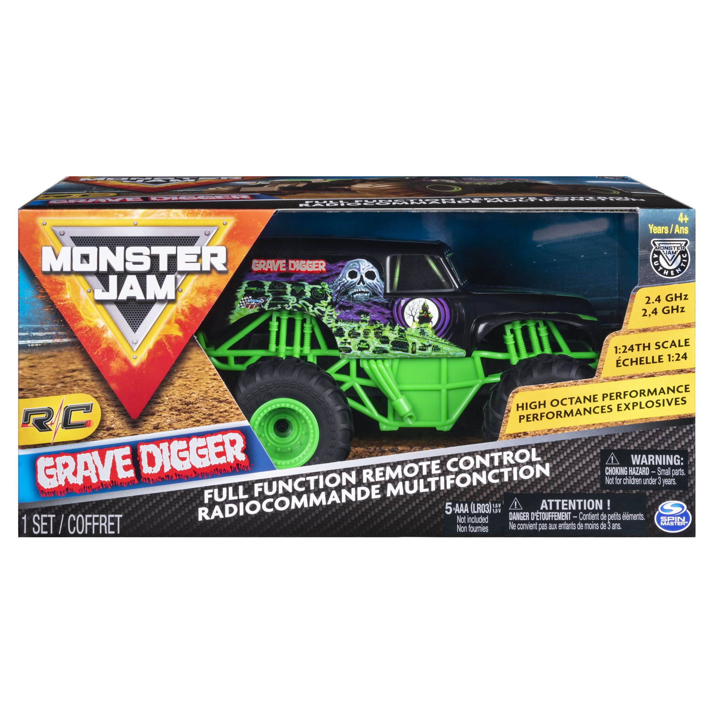 Monster Jam, Official Grave Digger Remote Control Monster Truck, 1:24  Scale, 2.4 GHz, Kids Toys for Boys and Girls Ages 4 and up