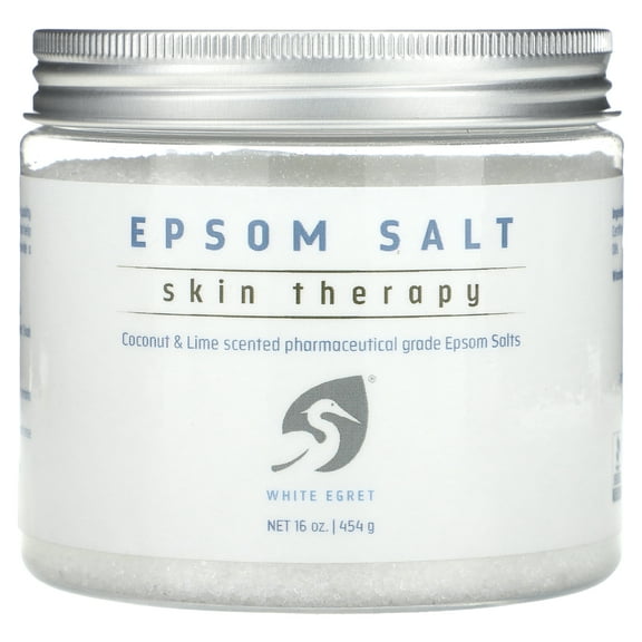 White Egret Personal Care Epsom Salt, Skin Therapy, Coconut & Lime, 16 oz (454 g)