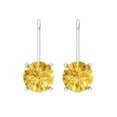 thumbnail image 3 of 14K Solid Gold Lever Back Stud Earrings for Women | 4 cttw Round Cut Natural Citrine | White Gold, 3 of 5