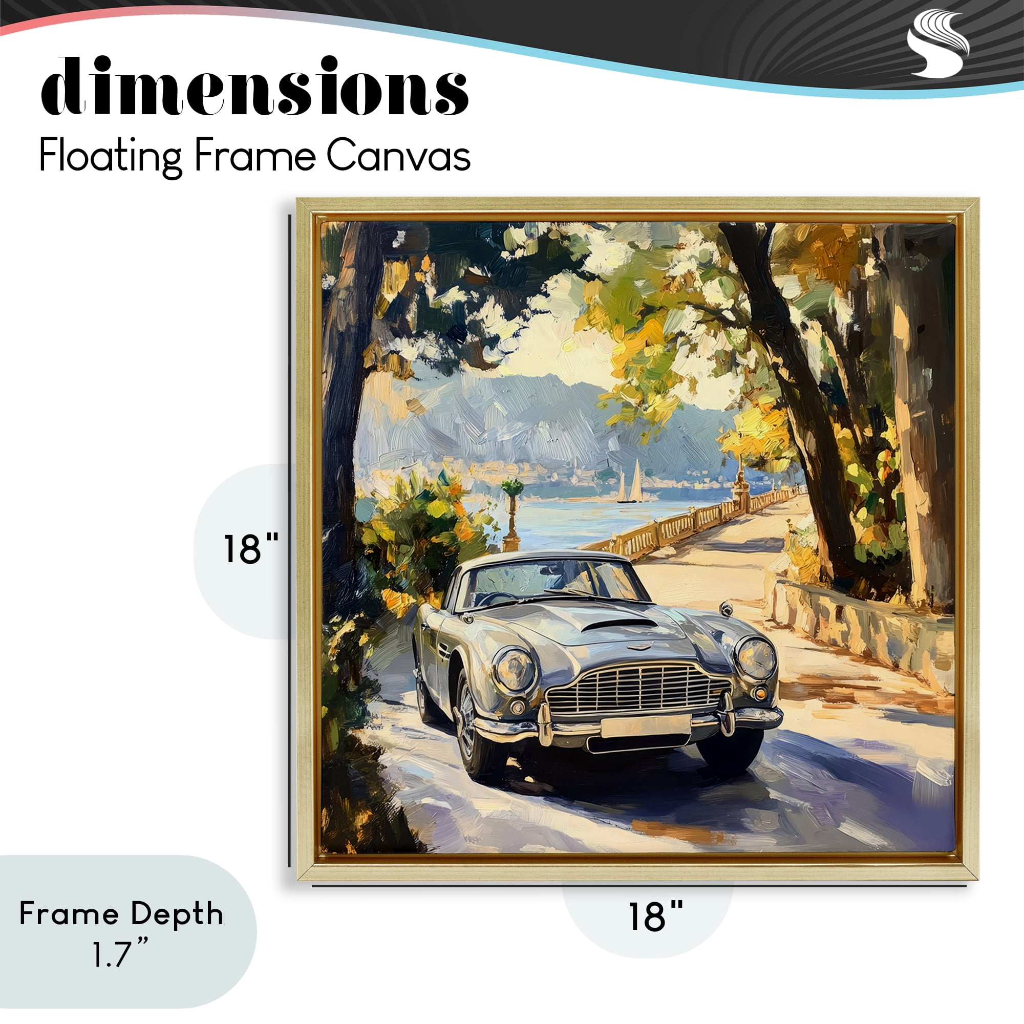 Stupell Industries Classic View of Seaside Drive Gold Framed Floater Canvas Wall Art, design by Creative Studio