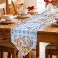 thumbnail image 2 of Easter Bunny Table Runner Linen Burlap Table Runner 70 Inches Long Spring Easter Eggs Floral Blue Check Dresser Scarves for Kitchen Island Coffee Dining Party Wedding Banquet Holiday Decor 13"x70", 2 of 8