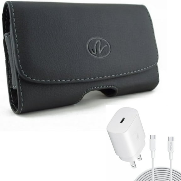 Leather Case Belt Clip w PD Type-C 25W Fast Home Charger for Samsung Galaxy A53 5G,A33 5G Phones - Swivel Holster Loops Cover, 10ft USB-C Cable Quick Power Adapter