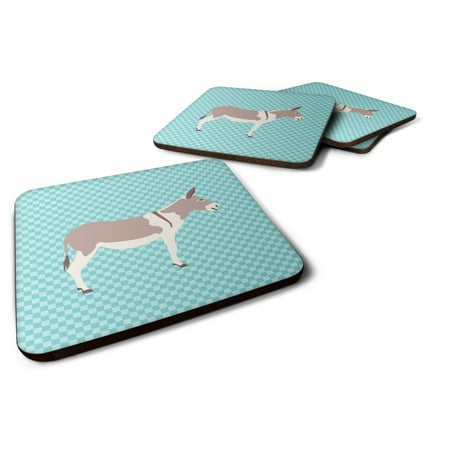 

Carolines Treasures BB8020FC Australian Teamster Donkey Blue Check Foam Coaster Set of 4 3 1/2 x 3 1/2 multicolor