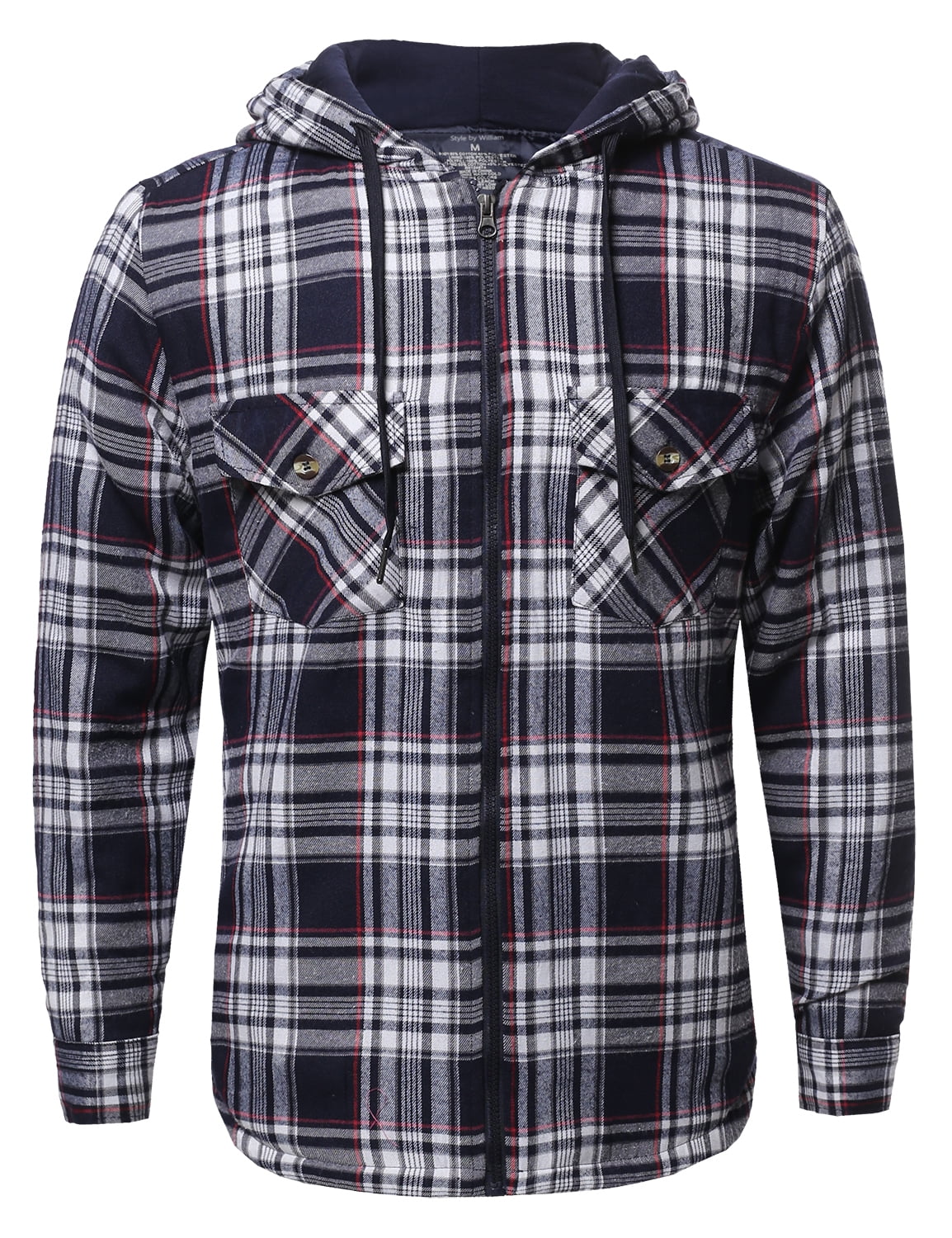 FashionOutfit - FashionOutfit Men's Zip-Up Flannel Lightly Padded ...