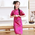 thumbnail image 4 of Mightlink Toddler Dress Exquisite Pattern Stand Collar Vivid Color Retro Style Super Soft Decorative Polyester Baby Girl Phoenix Print Cheongsams Dress for Club, 4 of 6