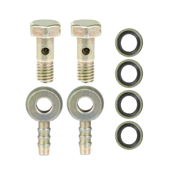 Unique Bargains Banjo Bolt M6x1 Banjo Hose Barb Bolt Fittings Adapter with Copper Washers for Motorcycle Car (Set of 2)