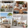 thumbnail image 5 of Bunny Easter Outdoor Waterproof Pillow Covers, Eggs Spring Blooms Botanicals Decorative Square Throw Pillowcase Sofa Cushion Sham for Patio/Couch/Chair, 24"x24" 2 Pack, 5 of 8