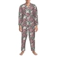 thumbnail image 3 of Salouo Rose Flowers Print Button-Front Long Sleeve Pajama Set for Men, Soft 2Pjs Men's Long Sleeve Sleepwear-X-Large, 3 of 7