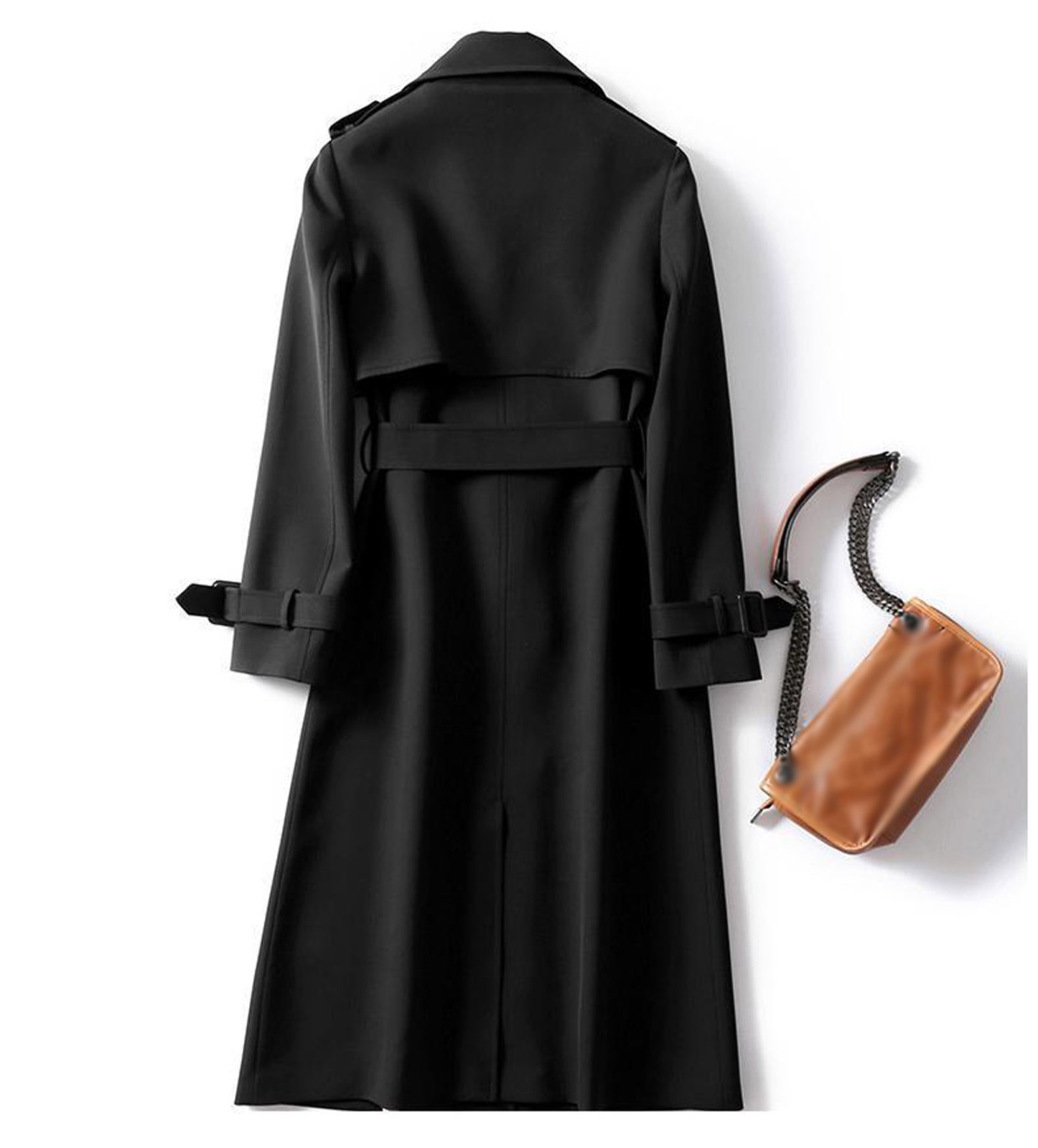 Mnycxen Women Overcoat Solid Slim Fit Coat Jacket Long Outerwear Windbreaker Trench - image 3 of 3