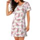 thumbnail image 2 of Fotbe Watermelon Bata de Dormir para Mujer con Estampado, Camisón de Algodón de Manga Corta, Ropa de Dormir Casual, 2 of 6