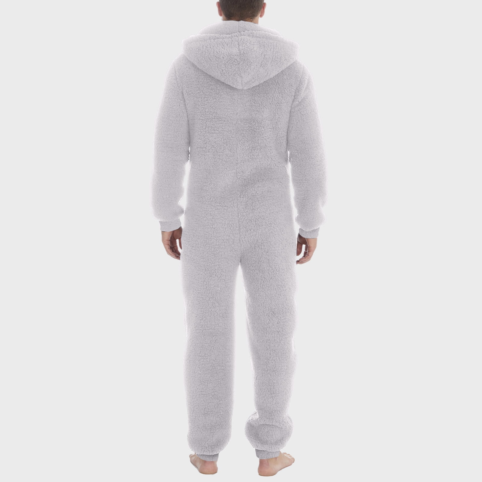 WAENQINLA Men's Warm Fleece Hooded Onesie Jumpsuits Casual Winter One Piece Full Zipper Pajamas Romper Long Sleeve Thermal Loungewear Sleepwear with Pockets