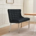 thumbnail image 4 of CQSXDA Velvet Double Dining Loveseat Bench , 2-Seat Tufted Design with Handmade Buttons and Wing Back Style, Black, 4 of 19
