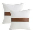 thumbnail image 1 of Juego de 2 fundas de almohada de piel sintética con retales de algodón, fundas cuadradas de decoración moderna, 1 of 5