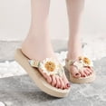 thumbnail image 2 of Anuirheih Slip on Sandals Women,Women Weave Beach Breathable Sandals Home Slipper Flowers Flip-Flops Flat Shoes(White), 2 of 7