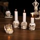 thumbnail image 3 of Halloween Skull Candle Holder - Spooky Decor for Haunted Houses, Escape Rooms, Murder Mystery Parties, and Film Props, 3 of 4