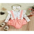 thumbnail image 2 of Bébé Filles 2Pcs Automne Tenues à Manches Longues Coeur Romper Bretelles Robe + Bandeau Ensemble, 2 of 9