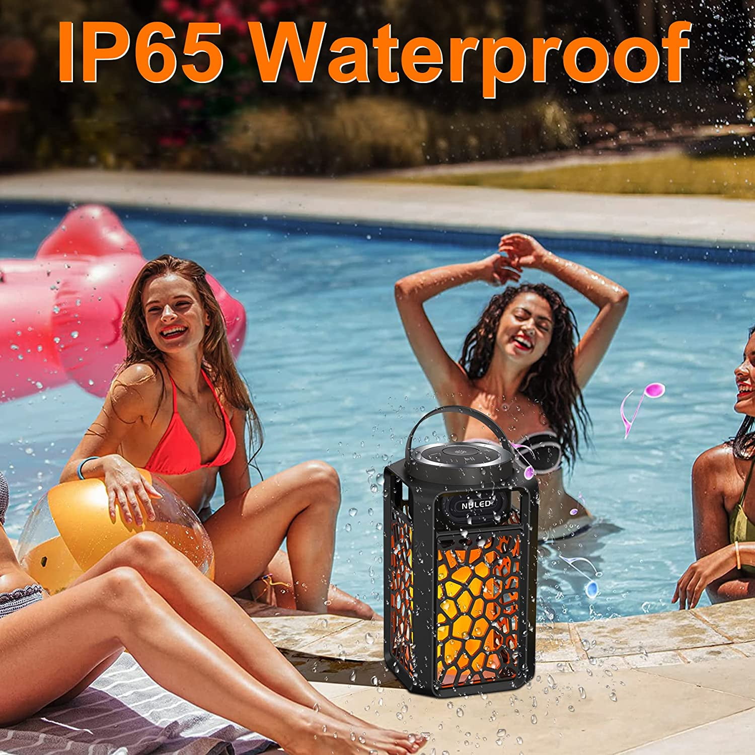 NUNET 10W TWS Outdoor Bluetooth 5.1 Speakers Flame Speakers Tiki Torch Lantern Waterproof Wireless Portable Sound System 2PK