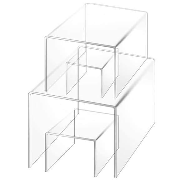 Set of 4 Acrylic Risers Display, findTop Clear Cake Stands Jewelry Display Riser Shelf Showcase for Candy Dessert Table Decorations-3", 4", 5", 6