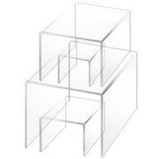 SOURCETON Set of 4 Acrylic Risers Display, findTop Clear Cake Stands Jewelry Display Riser Shelf Showcase for Candy Dessert Table Decorations-3", 4", 5", 6