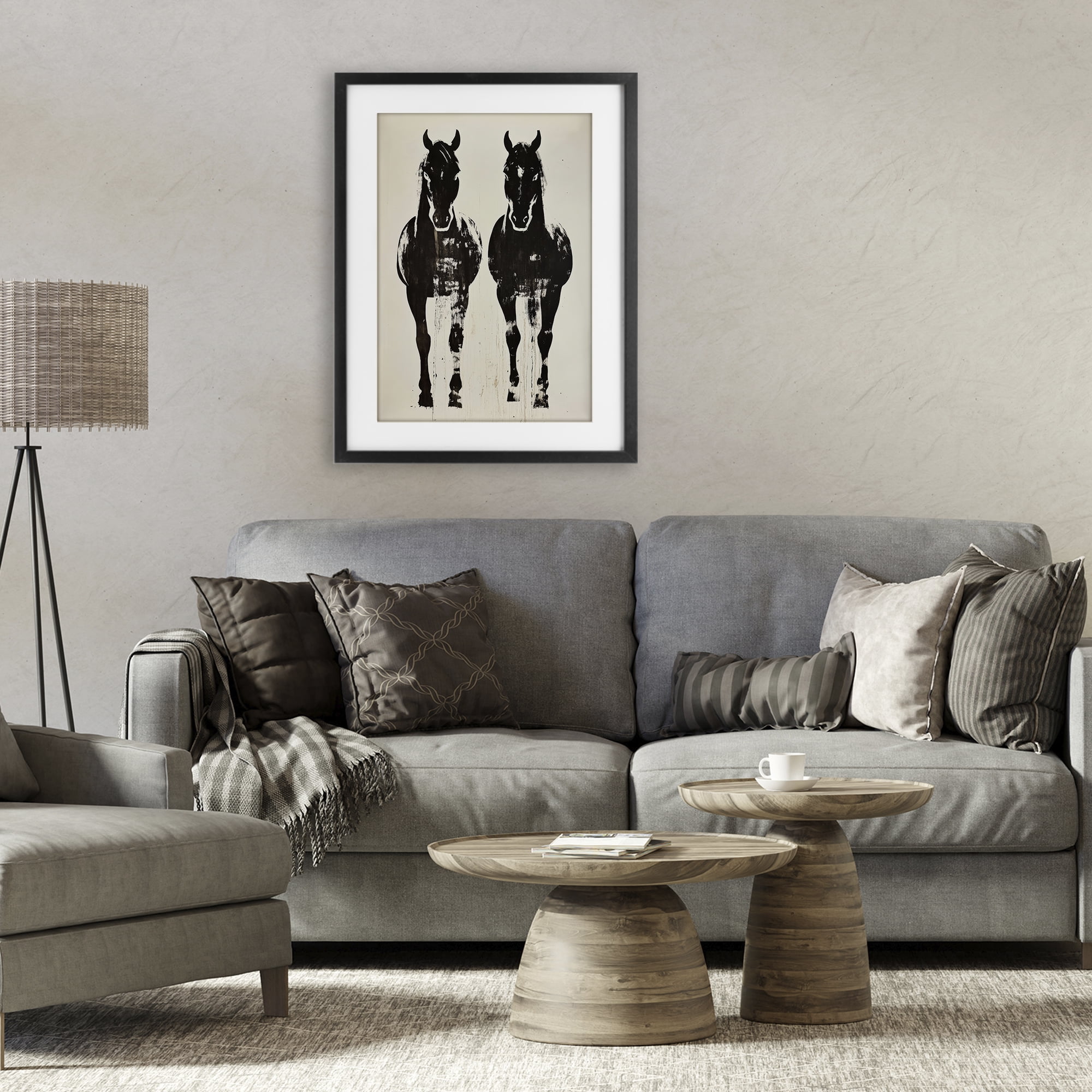 Stupell Industries Silhouetted Horse Couple Black Framed Print Under Glass, design by Petal Prints Design