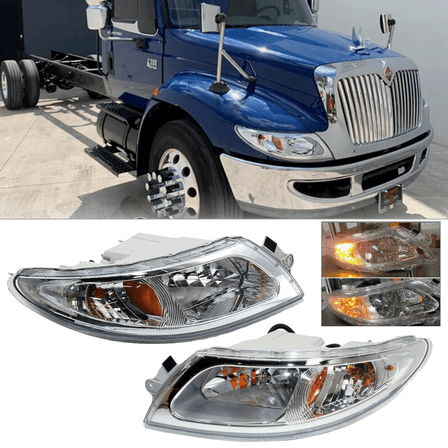 For International 4100 4200 4300 4400 8500 8600 Headlight Headlamp Pair Set