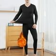 thumbnail image 2 of JTieacloth Men's Pajama Shirts Mens V Neck Pure Cotton Thermal Underwear Set Thin Autumn Clothes And Pants Bottoming Shirt Black, 2 of 6