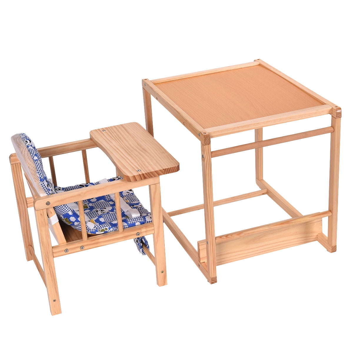 Costway 2 In 1 Solid Wooden Baby High Chair Feeding Infant Toddler Costway 2 In 1 Solid Wooden Baby High Chair Feeding Infant Toddler Table Kids Child Home Com