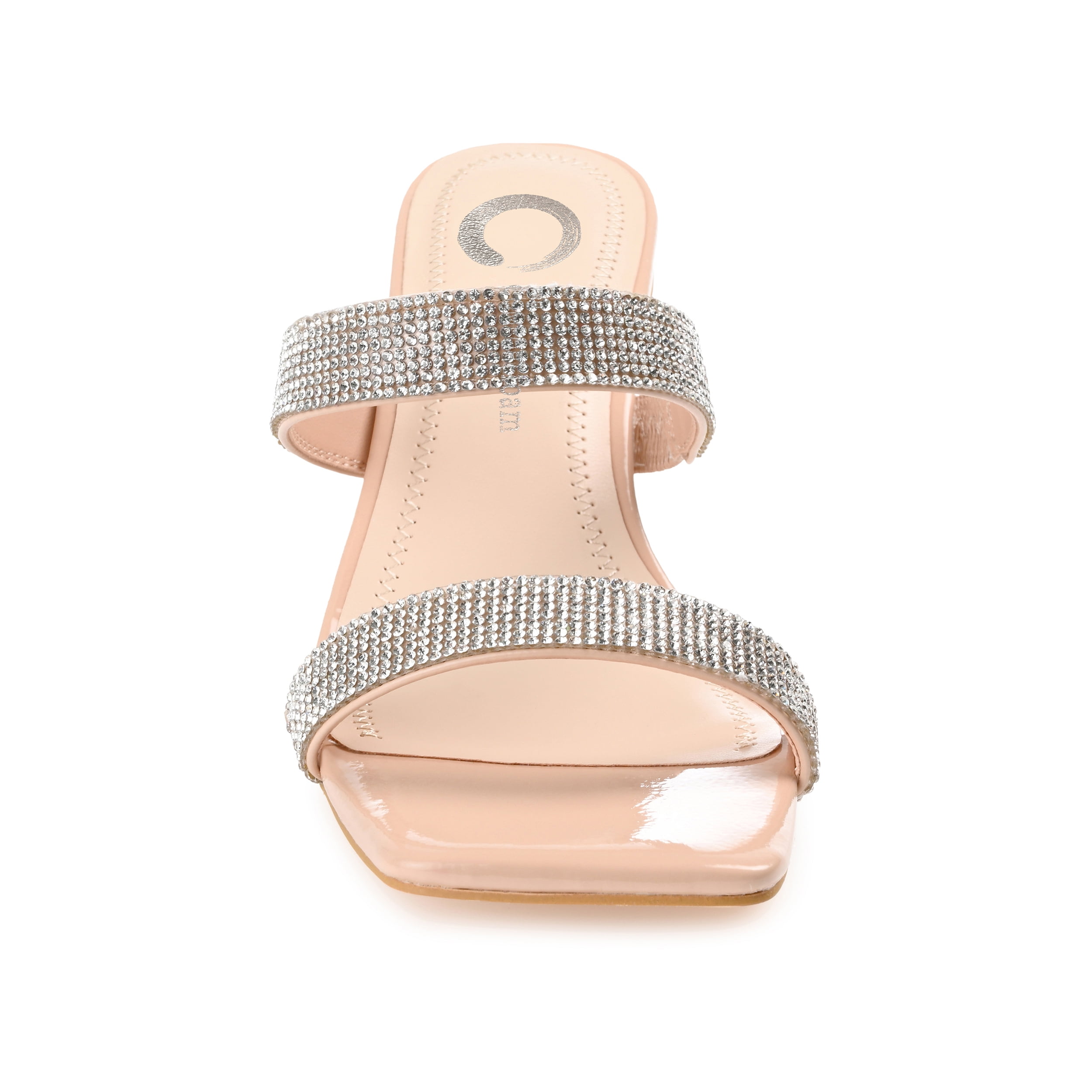 Journee Womens Shandee Rhinestone Detail Block Heel Evening Dress Sandals