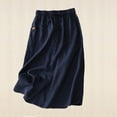 thumbnail image 2 of ZQUUVOU Bohemian Linen Midi Skirt for Women High Loose Solid Color Flowy A Line Skirt Casual Holiday Long Skirt Navy, 2 of 4