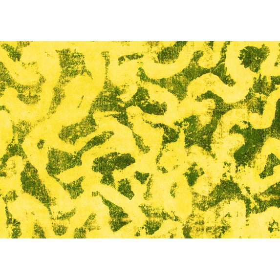Ahgly Company Indoor Rectangle Abstract Yellow Modern Area Rugs, 4' x 6'