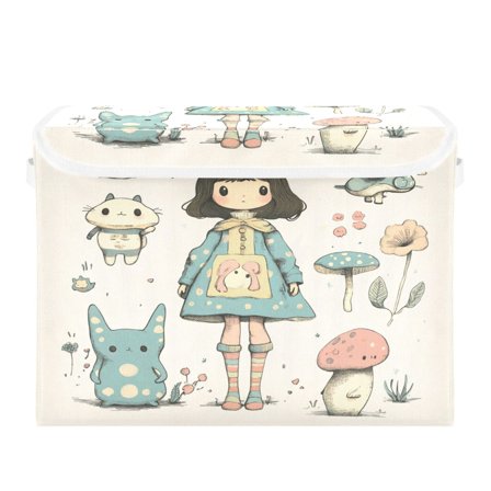 Storage Box With Lid 16.5x12.6x11.8In Foldable Stacked Household Storage Box Forest Elf