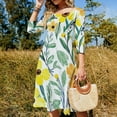 thumbnail image 4 of Yellow Floral White Background Pattern Womens Summer Dress Tie Back A Line Flare Dress, 4 of 9