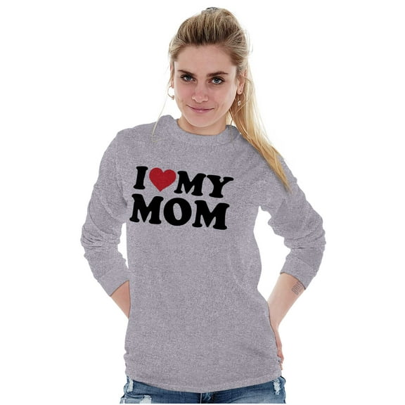 I Heart My Mom Mother Day Love Plus Size Long Sleeve Graphic Tee Shirt Brisco Brands 2X