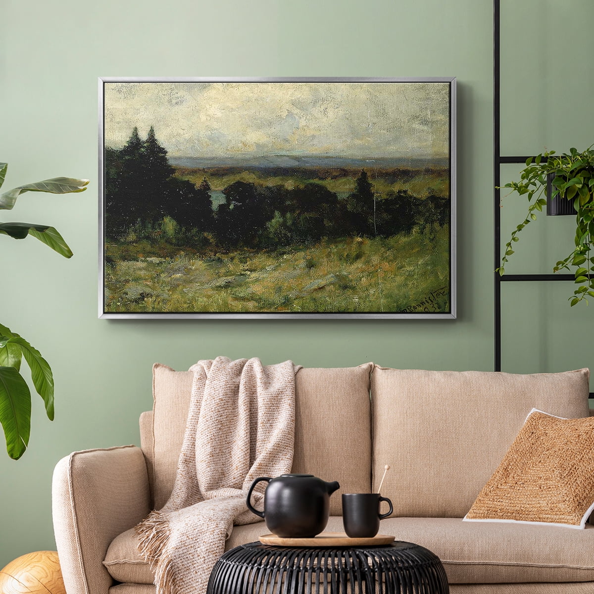 Vintage Landscape-MIII By Wexford Home Framed in Silver Wood Gallery Wrapped Canvas 25 in. x 37 in.