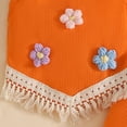 thumbnail image 6 of mgoYE Toddler Baby Girl Clothes Sleeveless Summer Outfit Smocked Strap Camisole Linen Pants Prety Spring Clothing Set(Orange,6-9 Months), 6 of 7