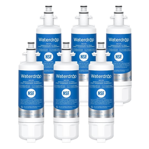 Waterdrop 469690 ADQ36006101 Refrigerator Water Filter, Replacement for LG® LT700P® , ADQ36006102, Kenmore 9690, LFXS30766S, LFXS24623S, FML-3, RFC1200A, RWF1200A, WSL-3, Pack of 6