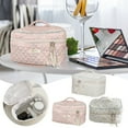 thumbnail image 5 of Cosmetic Bag Large Capacity, Travel Cosmetic Bag, Quilted Cotton Makeup Pouch with Smooth Zipper, Lightweight Makeup Organizer for Toiletries, Skincare, and Electronic Accessories Storage, 5 of 5