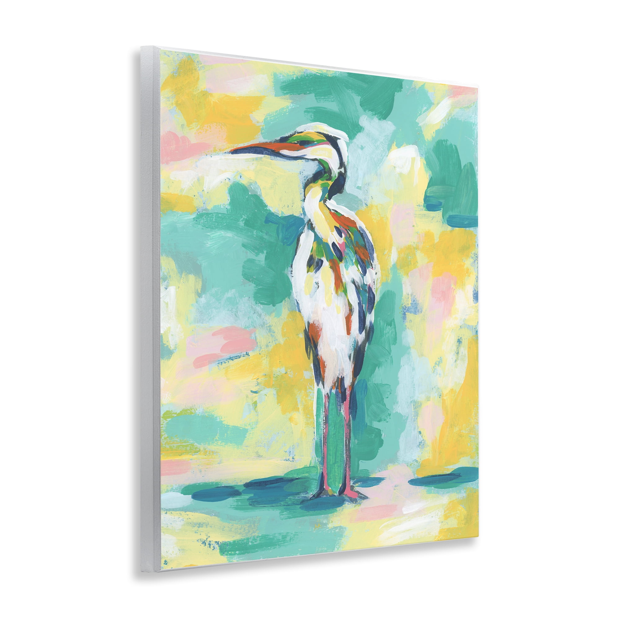 Stupell Industries Blue & Yellow Crane Animals Painting Unframed Art Print Wall Art, 11 x 14