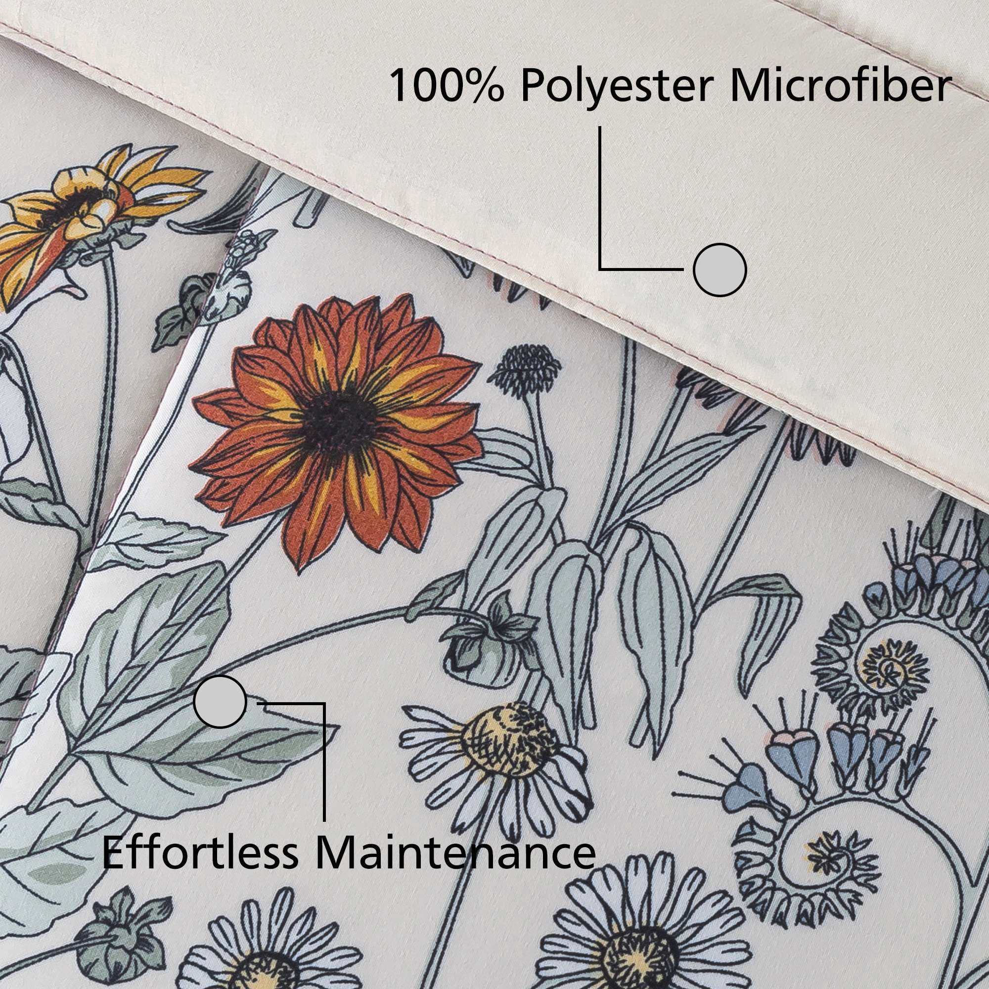 Mainstays All in One Reversible Comforter and Sheet Set, 7-Piece, Full, White Multi Floral