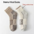 thumbnail image 3 of Merino Wool Ankle Hiking Socks Men Outdoor Women Thermal Warm Cushioned Quarter Sock (3 Pairs), 3 of 8