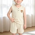 thumbnail image 2 of Atogsazn Toddler Baby Boys Summer Clothes Set Newborn Sleeveless Tank Tops & Shorts Outfit Loose Fit Outerwear Beige 2-3 Years Fashion, 2 of 7