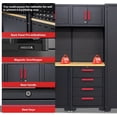 thumbnail image 4 of Garage Storage Cabinet System,16PCS Garage Cabinets and Storage System Corner Workshop Set with Corner Cabinet, Cabinet Drawers, Workbench, Pegboard for Tool Organization, Black Red, 4 of 9