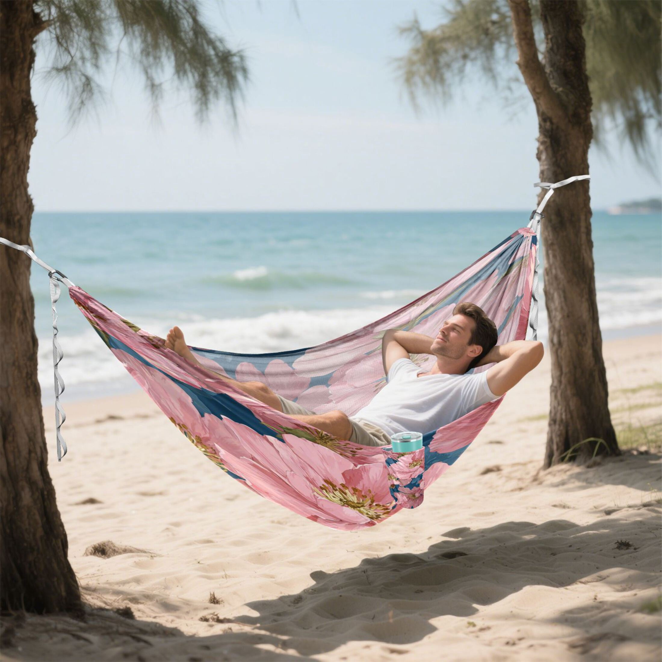 Hammock Camping Hammock Nylon Portable Hammock Travel Camping Hammock Pink Flower Seamless Design