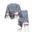 thumbnail image 2 of Kll Winter Landscape Print Women'S Long Sleeve Pajamas With Pants Sleepwear Loungewear 2 Set-Large, 2 of 9
